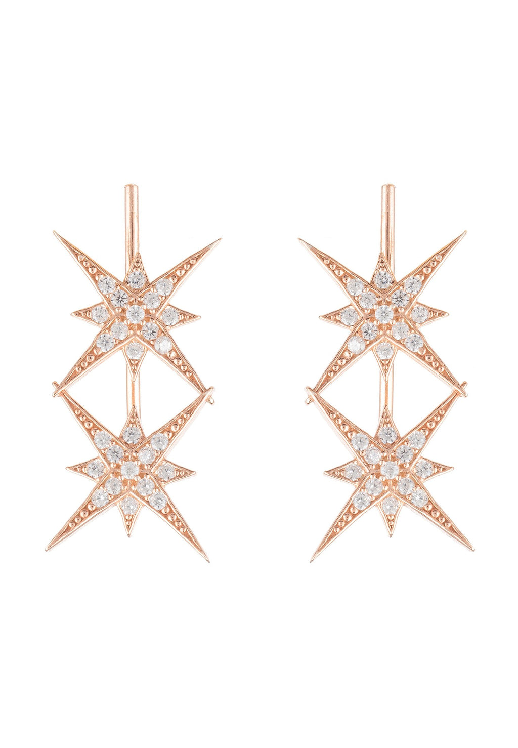 Star Burst Double Ear Climber Pair Rosegold