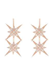 Star Burst Double Ear Climber Pair Rosegold