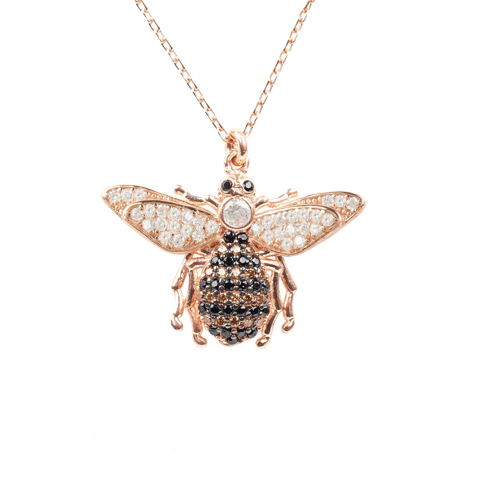 Honey Bee Pendant Necklace Rosegold