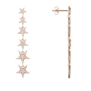 Graduated Star Drop Earrings Rosegold