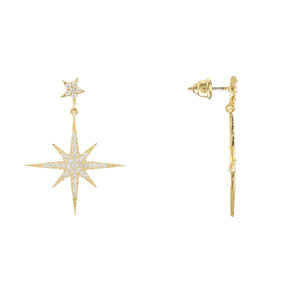 Petite Star burst Drop Earrings Gold