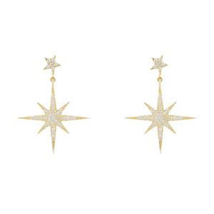 Petite Star burst Drop Earrings Gold