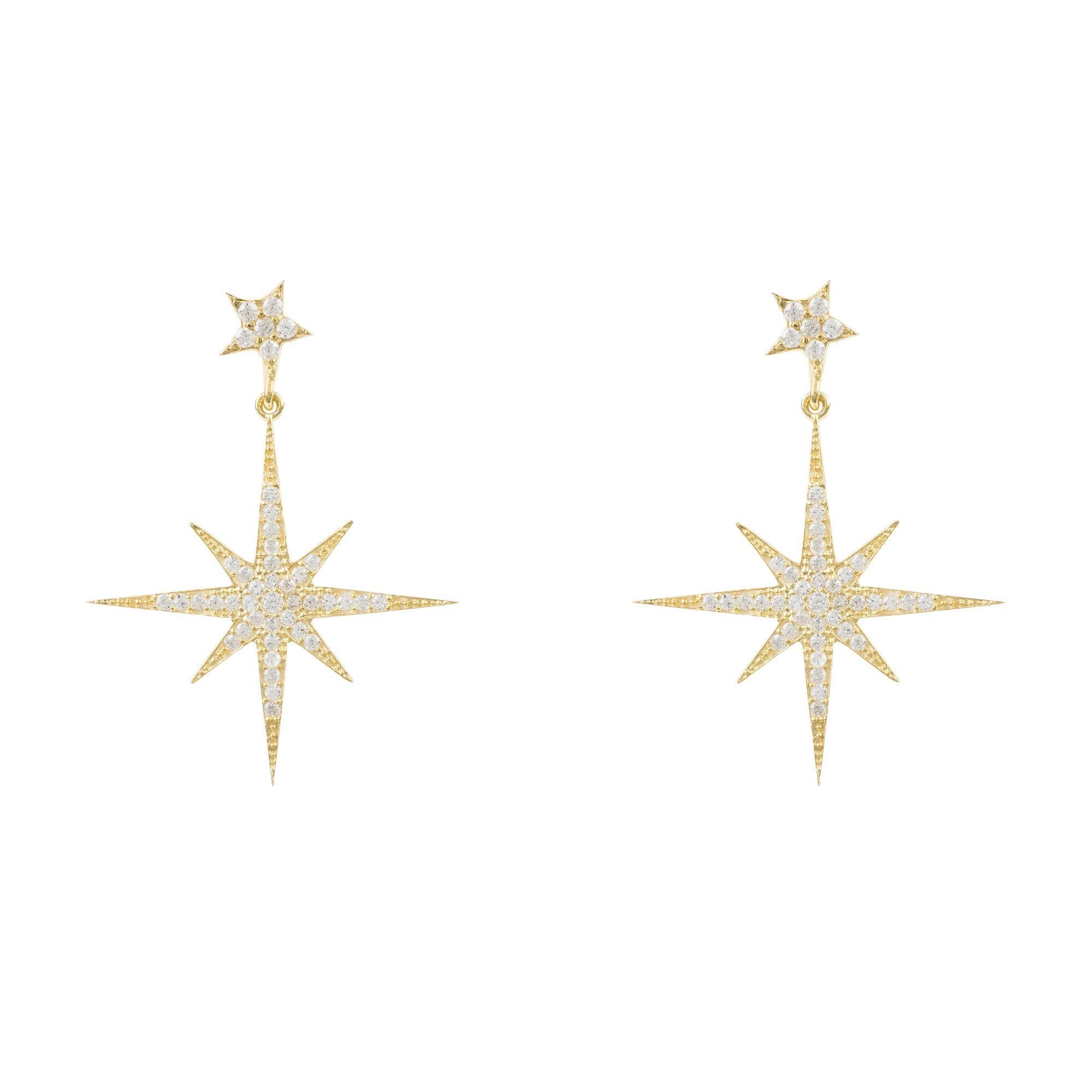 Petite Star burst Drop Earrings Gold