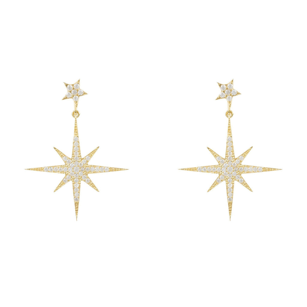 Petite Star burst Drop Earrings Gold