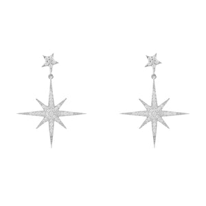 Petite Star burst Drop Earrings Silver