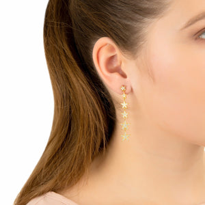 Graduated Star Drop Earrings Rosegold