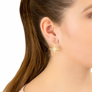 Petite Star burst Drop Earrings Gold