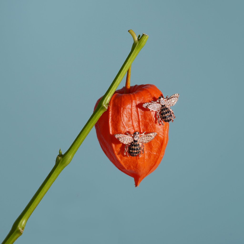 Honey Bee Stud Earrings Rosegold