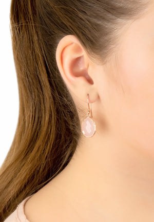 Petite Drop Earring Rose Quartz Gold