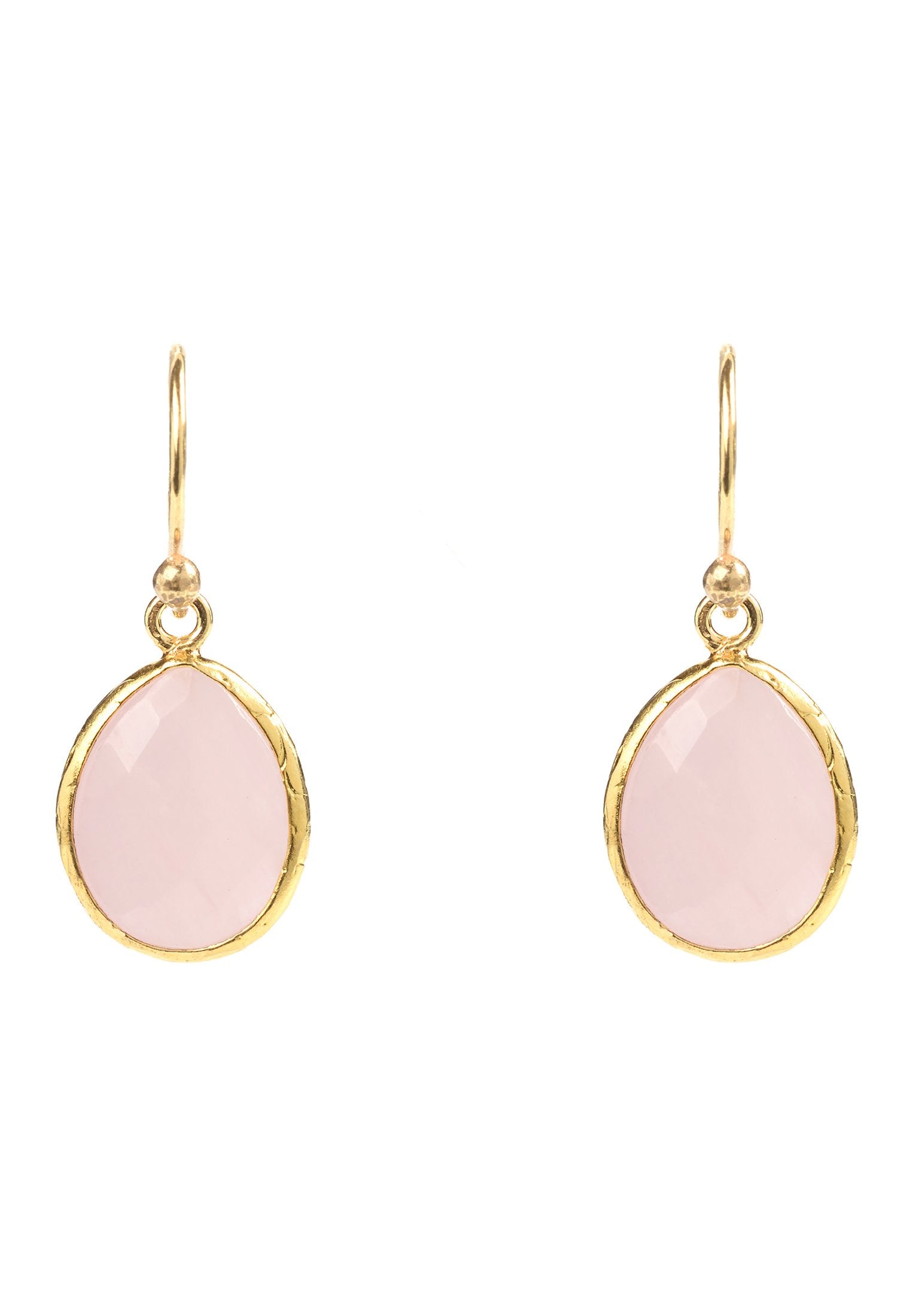 Petite Drop Earring Rose Quartz Gold