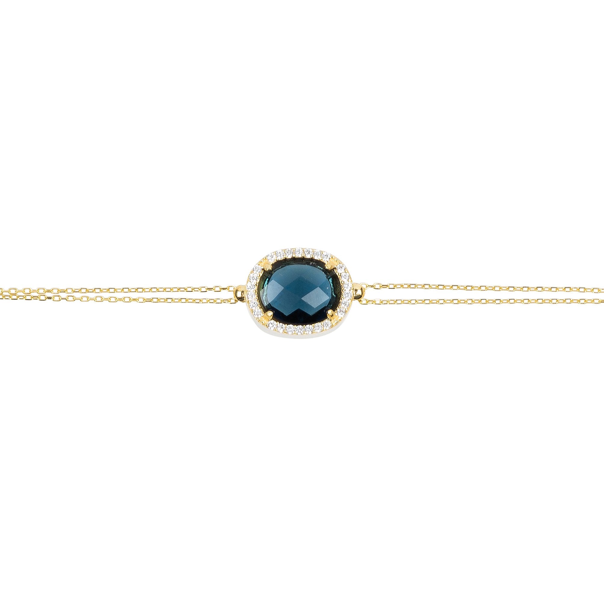 Beatrice Oval Gemstone Bracelet Gold Sapphire Hydro