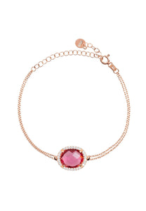 Beatrice Oval Gemstone Bracelet Rose Gold Pink Tourmaline