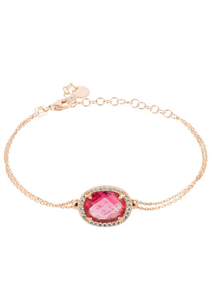 Beatrice Oval Gemstone Bracelet Rose Gold Pink Tourmaline