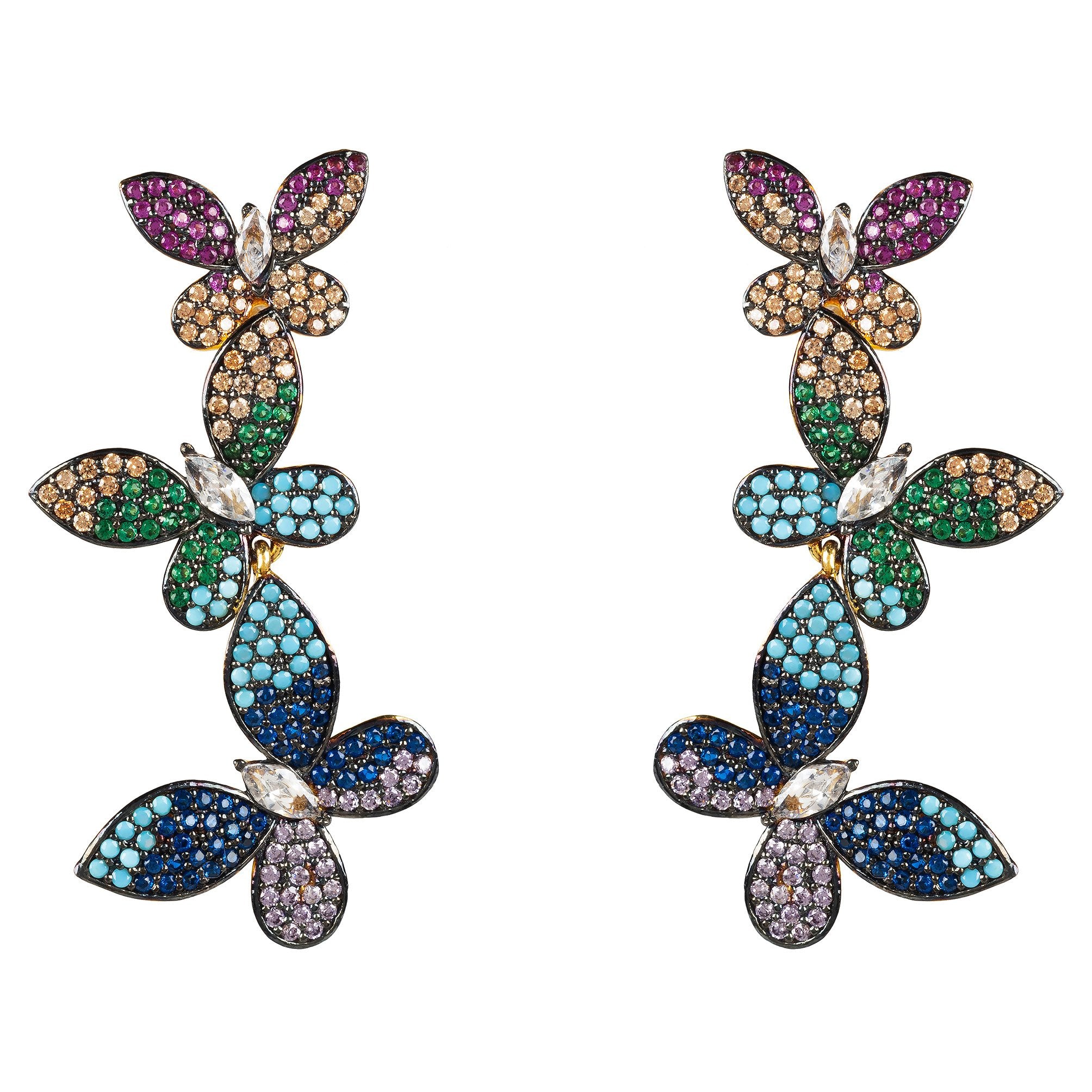 Butterfly Rainbow Drop Earrings gold