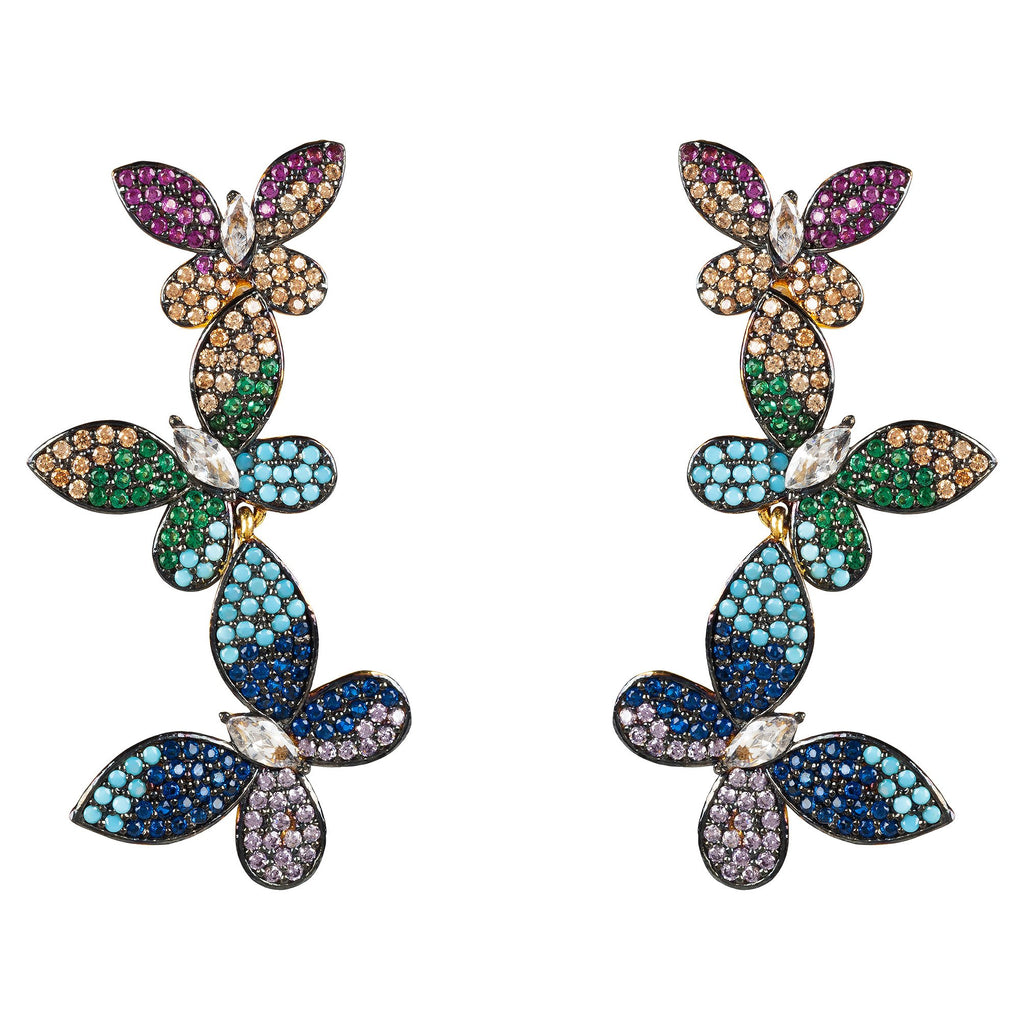 Butterfly Rainbow Drop Earrings gold