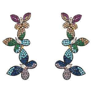 Butterfly Rainbow Drop Earrings gold