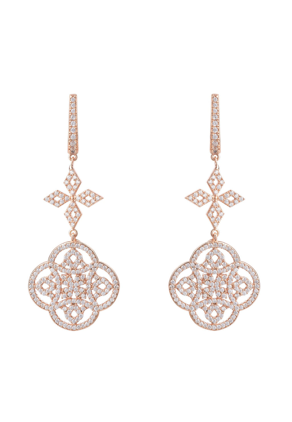 Celtic Knot Clover Drop Earrings rosegold