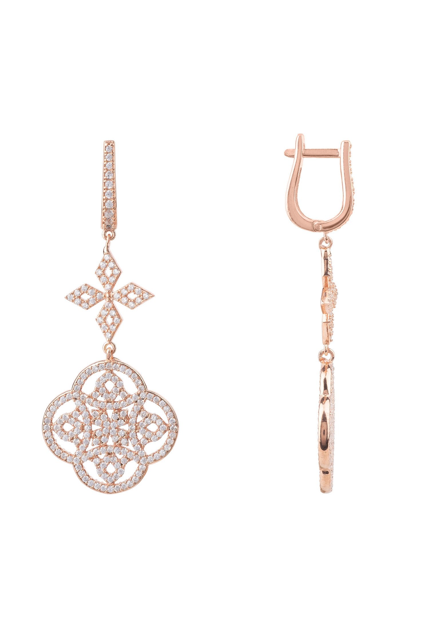 Celtic Knot Clover Drop Earrings rosegold