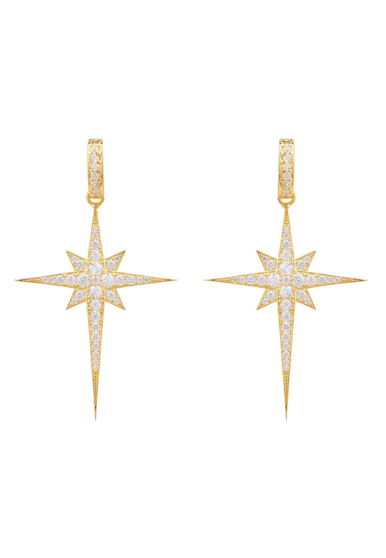 North Star Burst Large Drop Earring gold