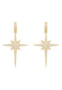 North Star Burst Large Drop Earring gold