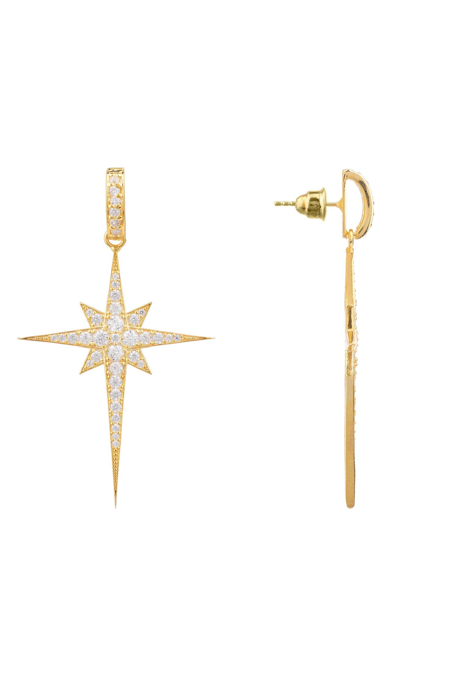 North Star Burst Large Drop Earring gold