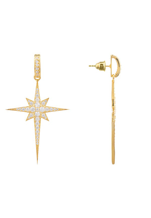 North Star Burst Large Drop Earring gold