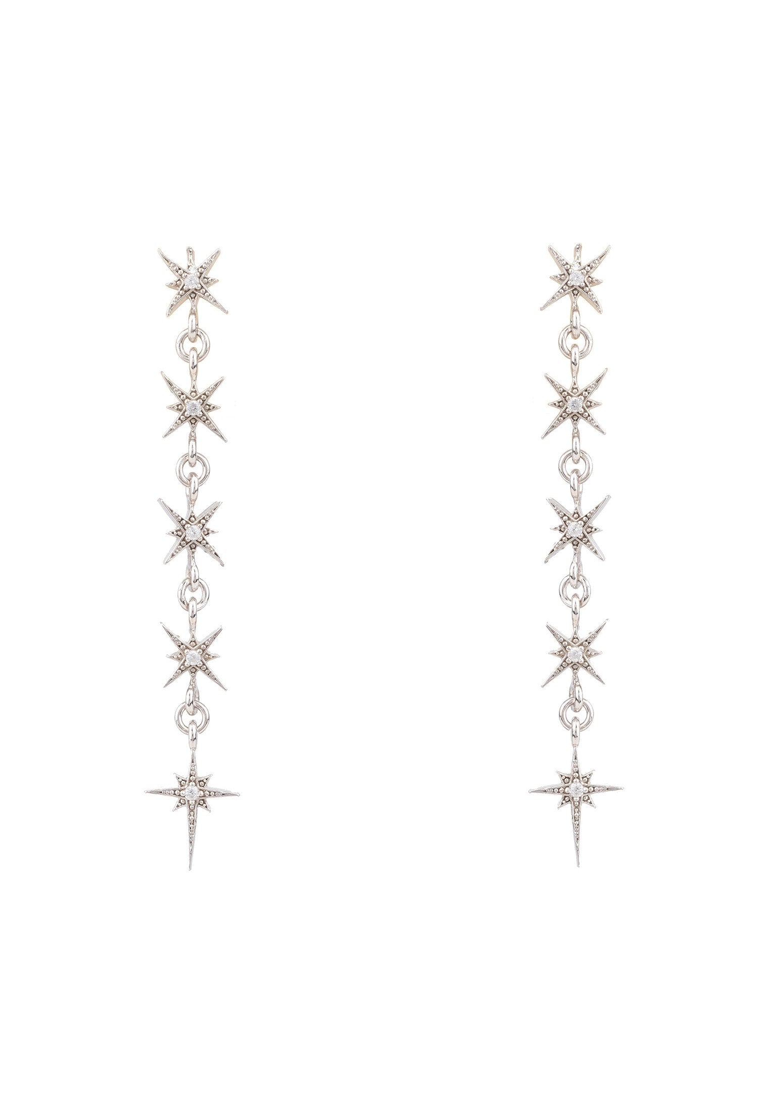 Star Burst 5 Drops Earrings silver