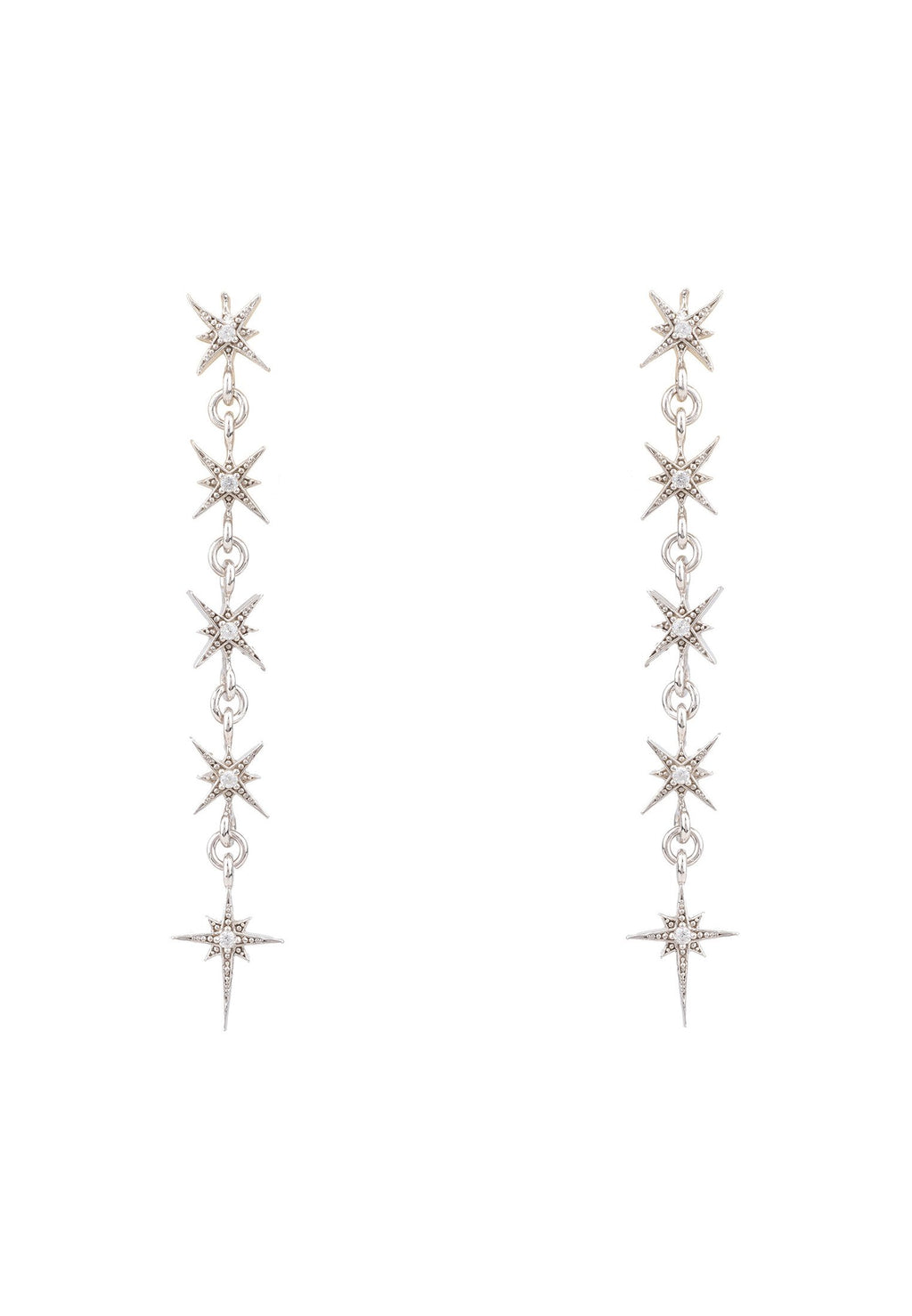 Star Burst 5 Drops Earrings silver