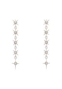 Star Burst 5 Drops Earrings silver