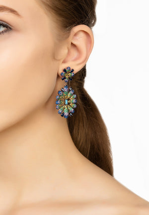 Babylon Multicoloured Flower Drop Earrings Rosegold