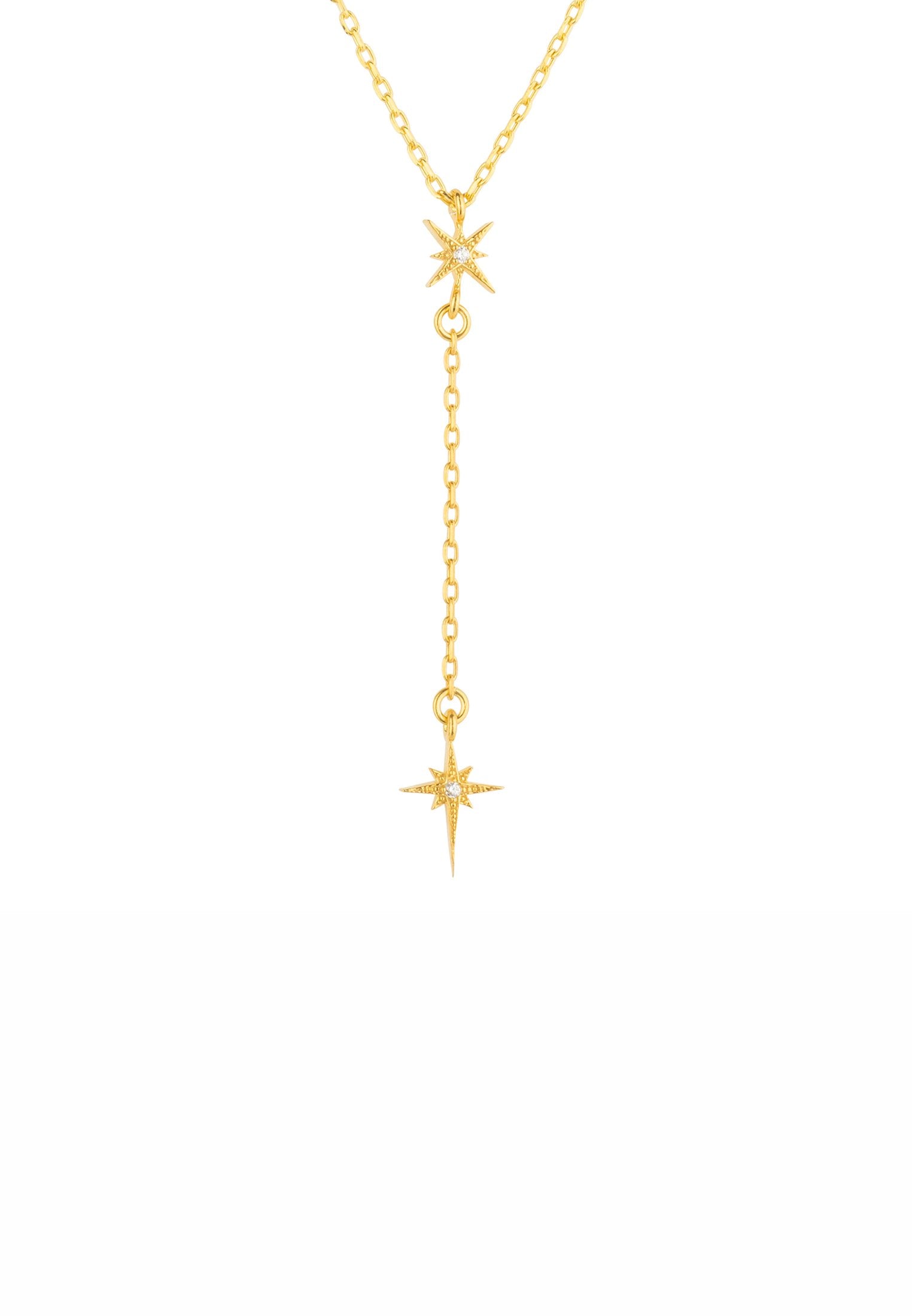 North Star Burst Mini Drop Necklace Gold