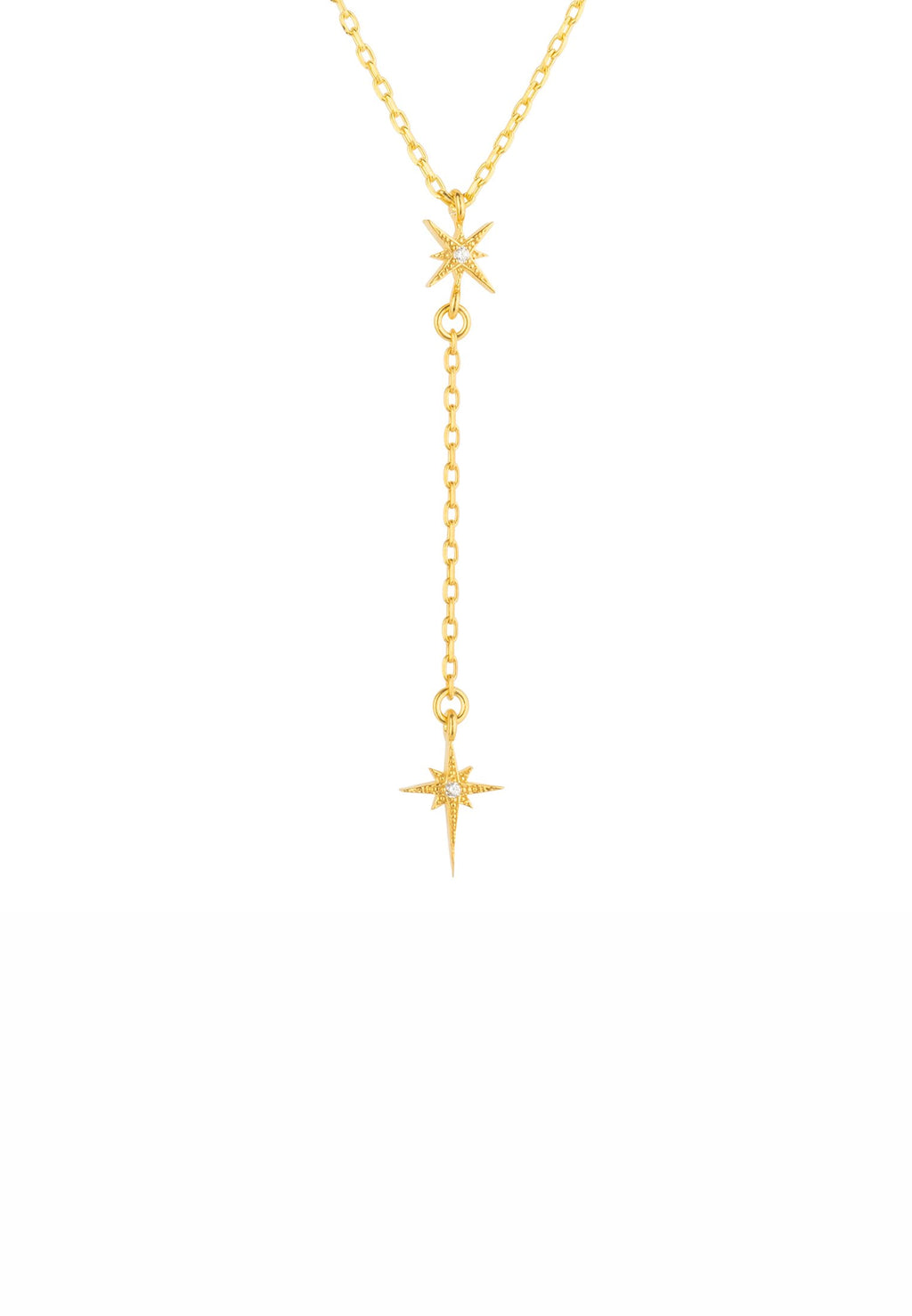 North Star Burst Mini Drop Necklace Gold