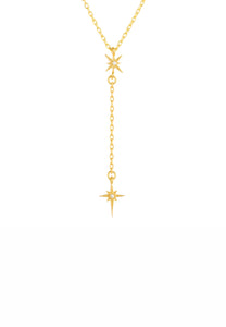 North Star Burst Mini Drop Necklace Gold