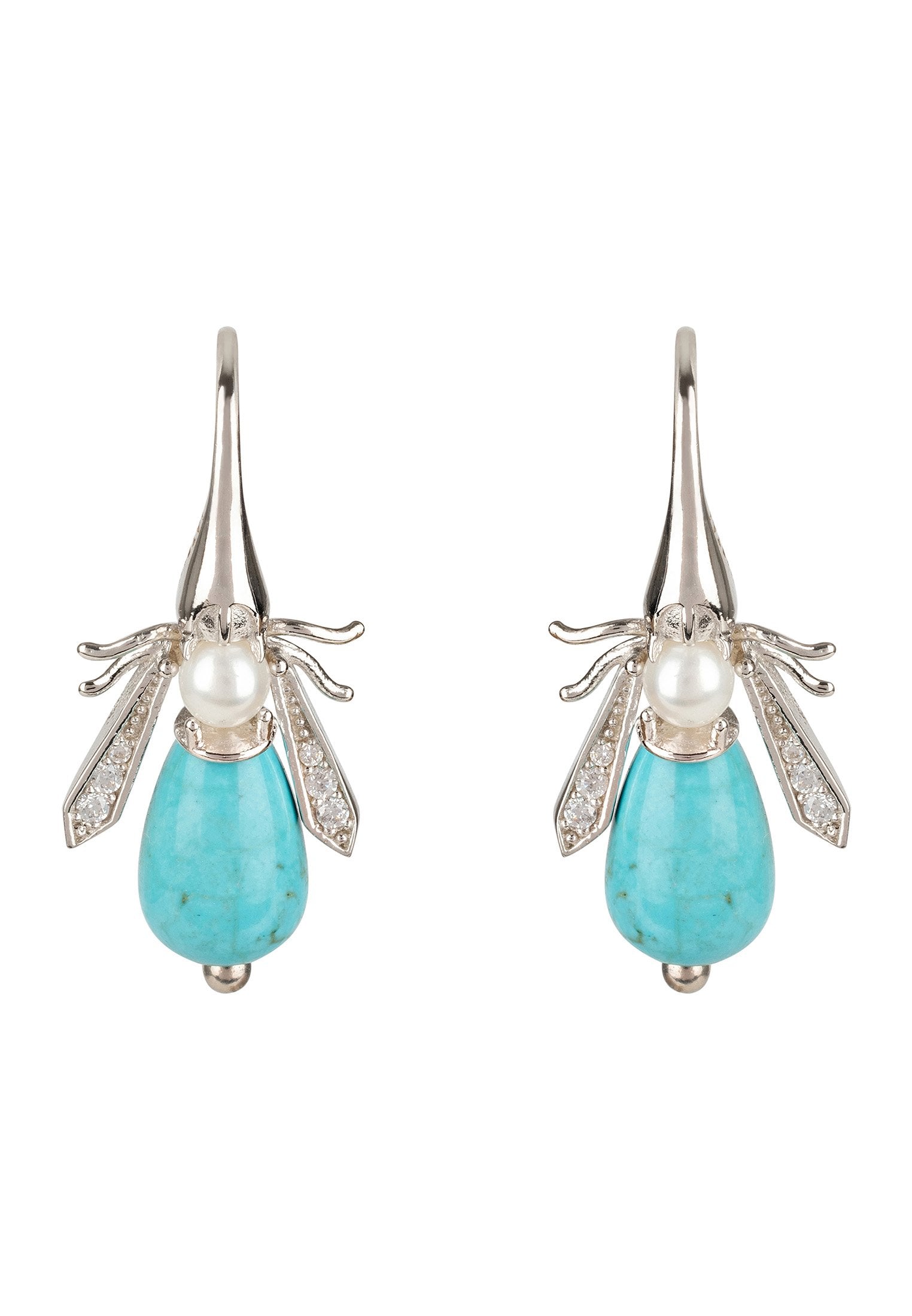 Turquoise Honey Bee Earrings Silver