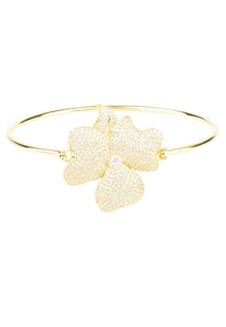 Flower Large Statement Cuff Bracelet gold