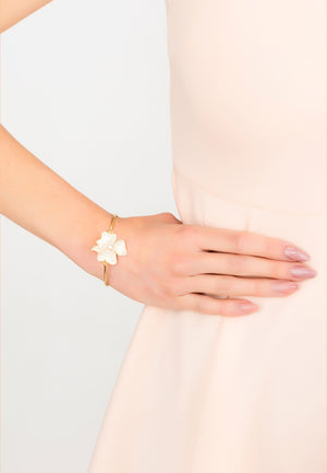 Flower Large Statement Cuff Bracelet gold