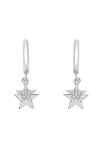 Astro Double Star Huggie Hoop Earring Silver