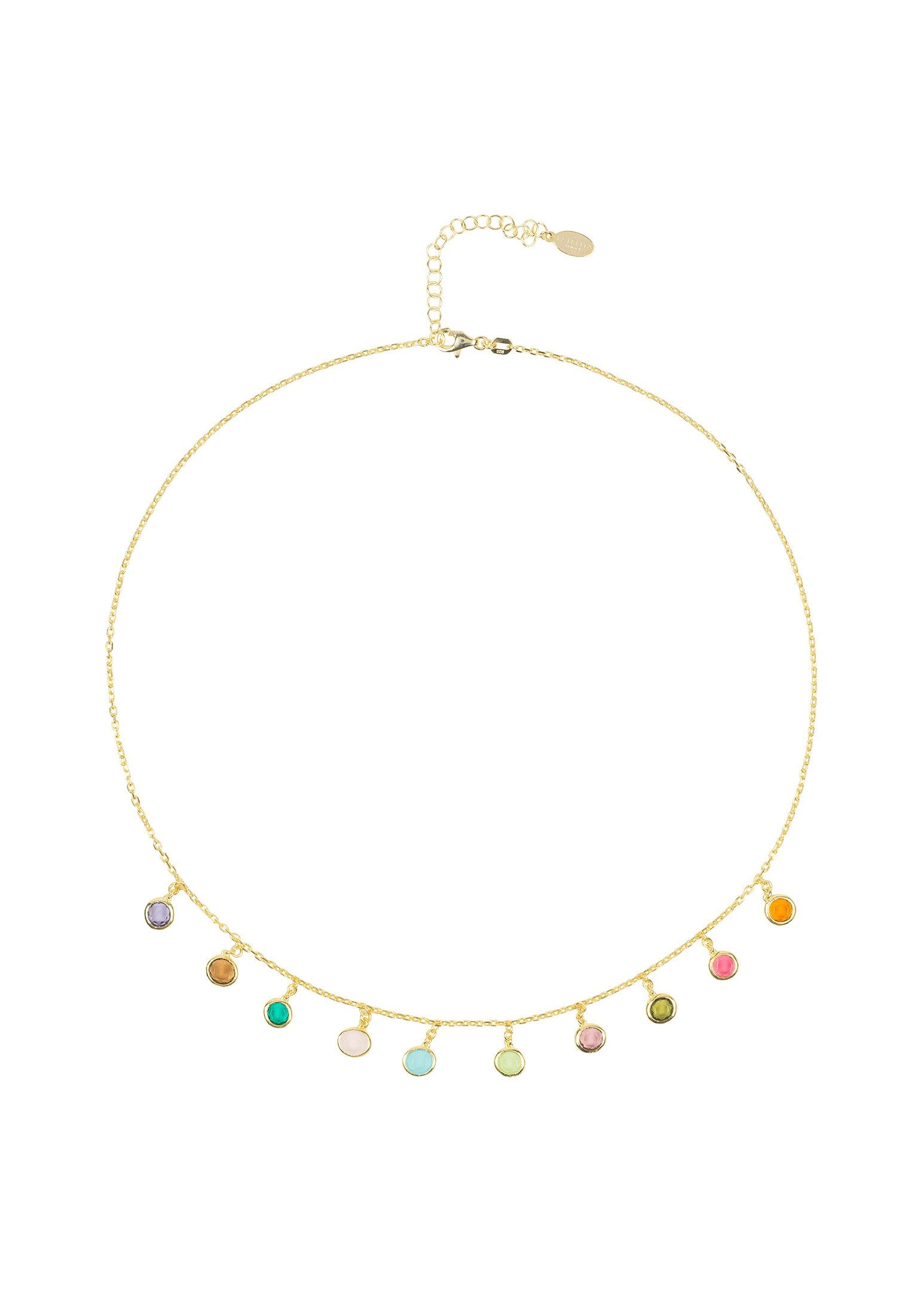 Florence Multi Coloured Gemstone Necklace Gold