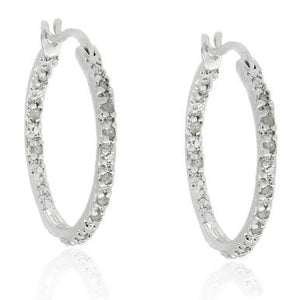 TDW 0.25 ct. Diamond Sterling Silver Hoop Earrings