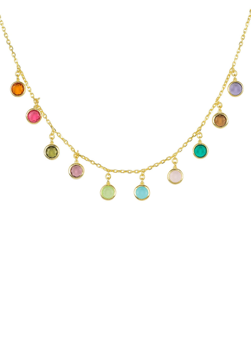 Florence Multi Coloured Gemstone Necklace Gold