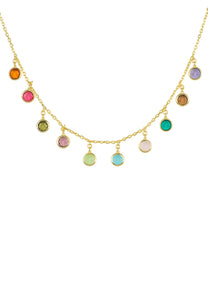 Florence Multi Coloured Gemstone Necklace Gold