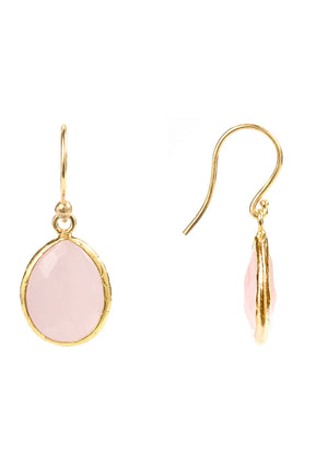 Petite Drop Earring Rose Quartz Gold