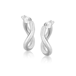 14k White Gold Italian Twist Hoop Earrings (5/8 inch Diameter)