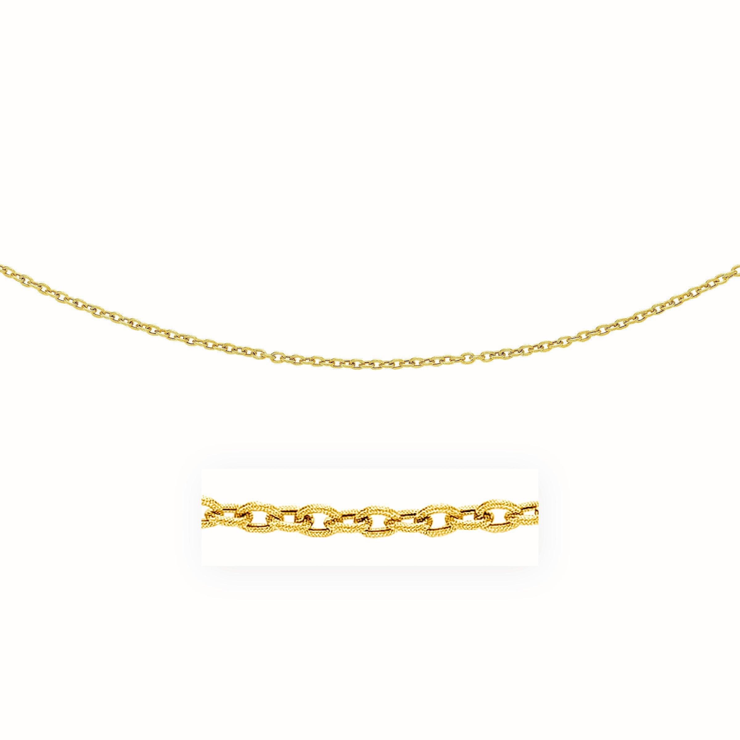 3.5mm 14k Yellow Gold Pendant Chain with Textured Links