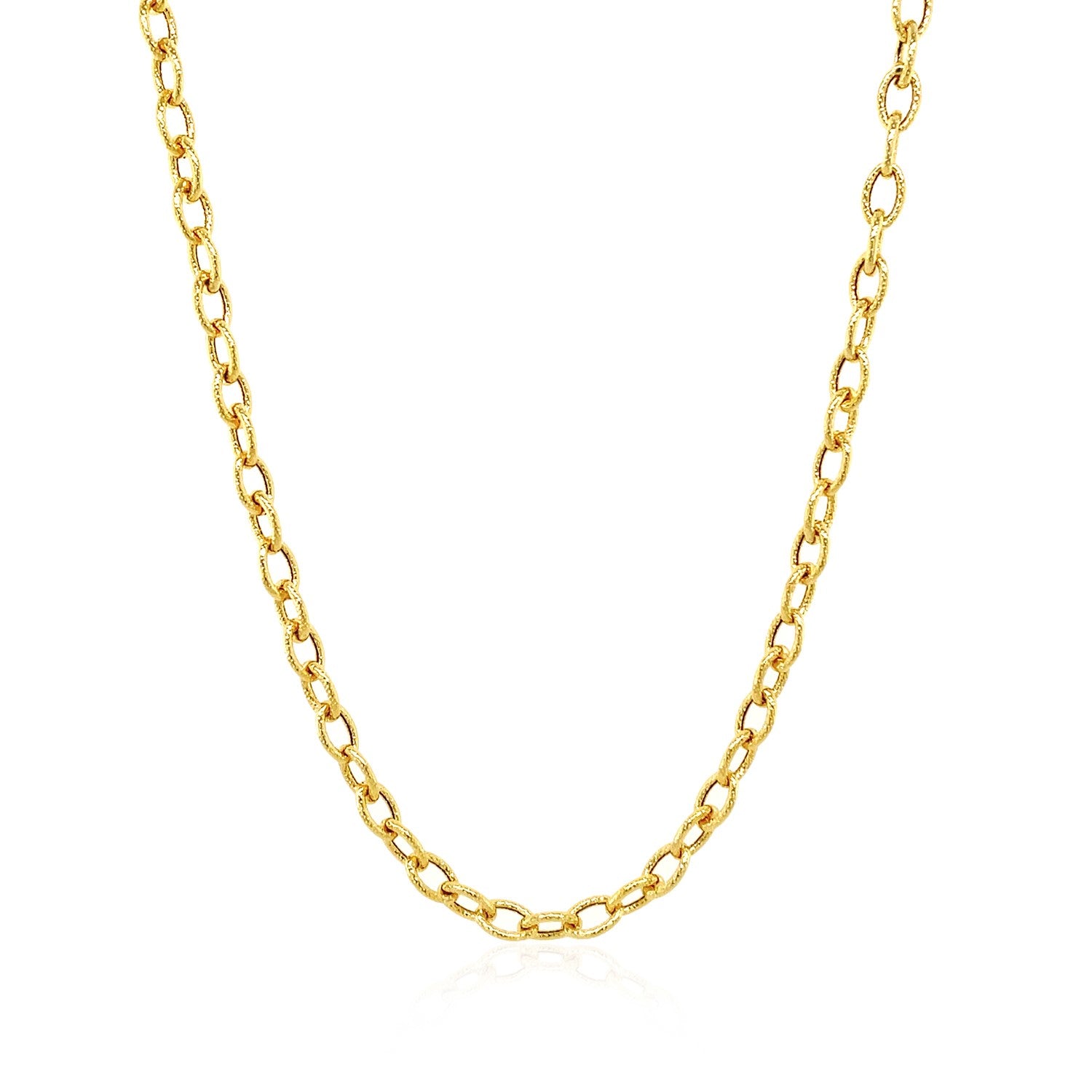 3.5mm 14k Yellow Gold Pendant Chain with Textured Links