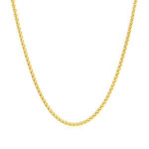 14k Yellow Gold Round Wheat Chain 1.5mm