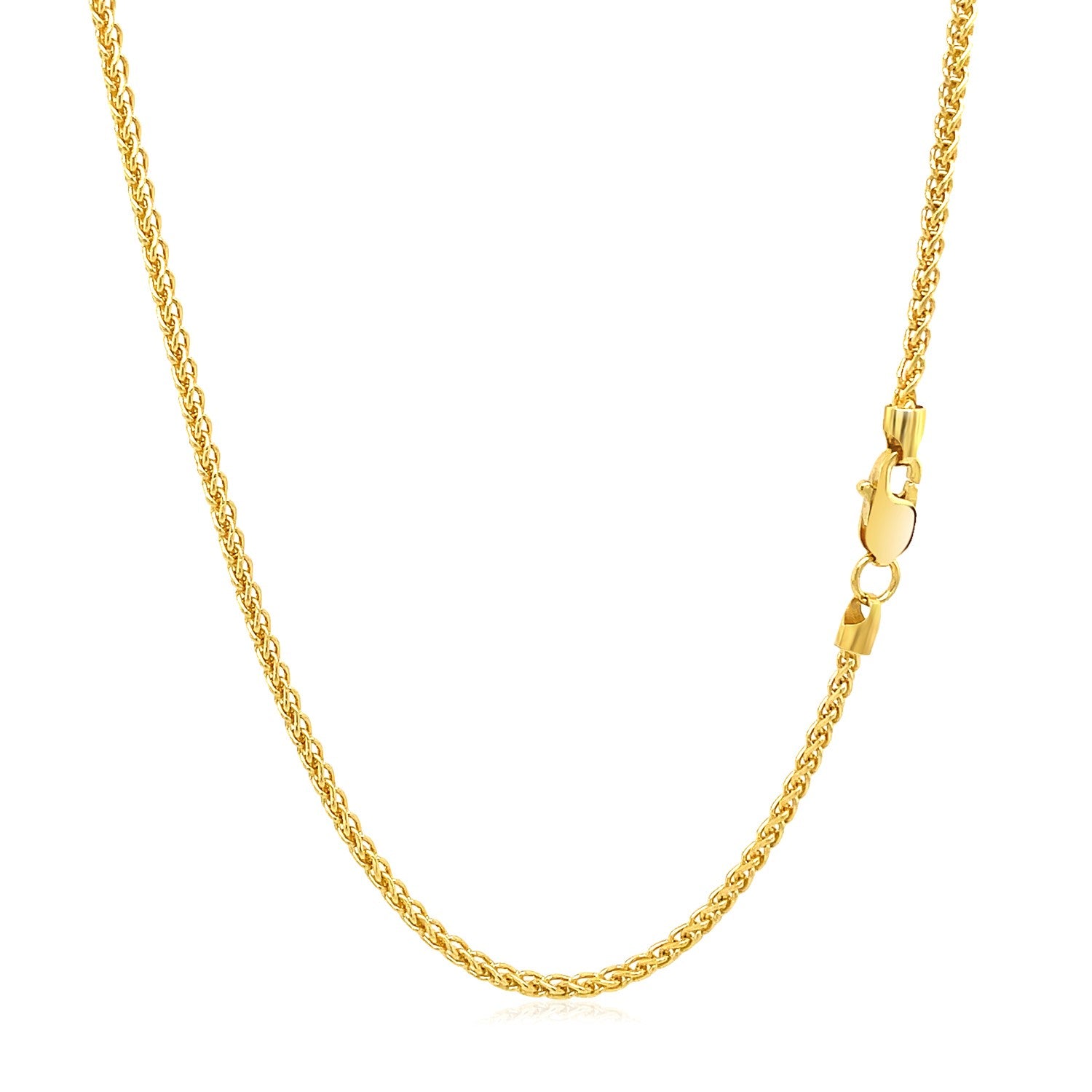 14k Yellow Gold Round Wheat Chain 1.5mm