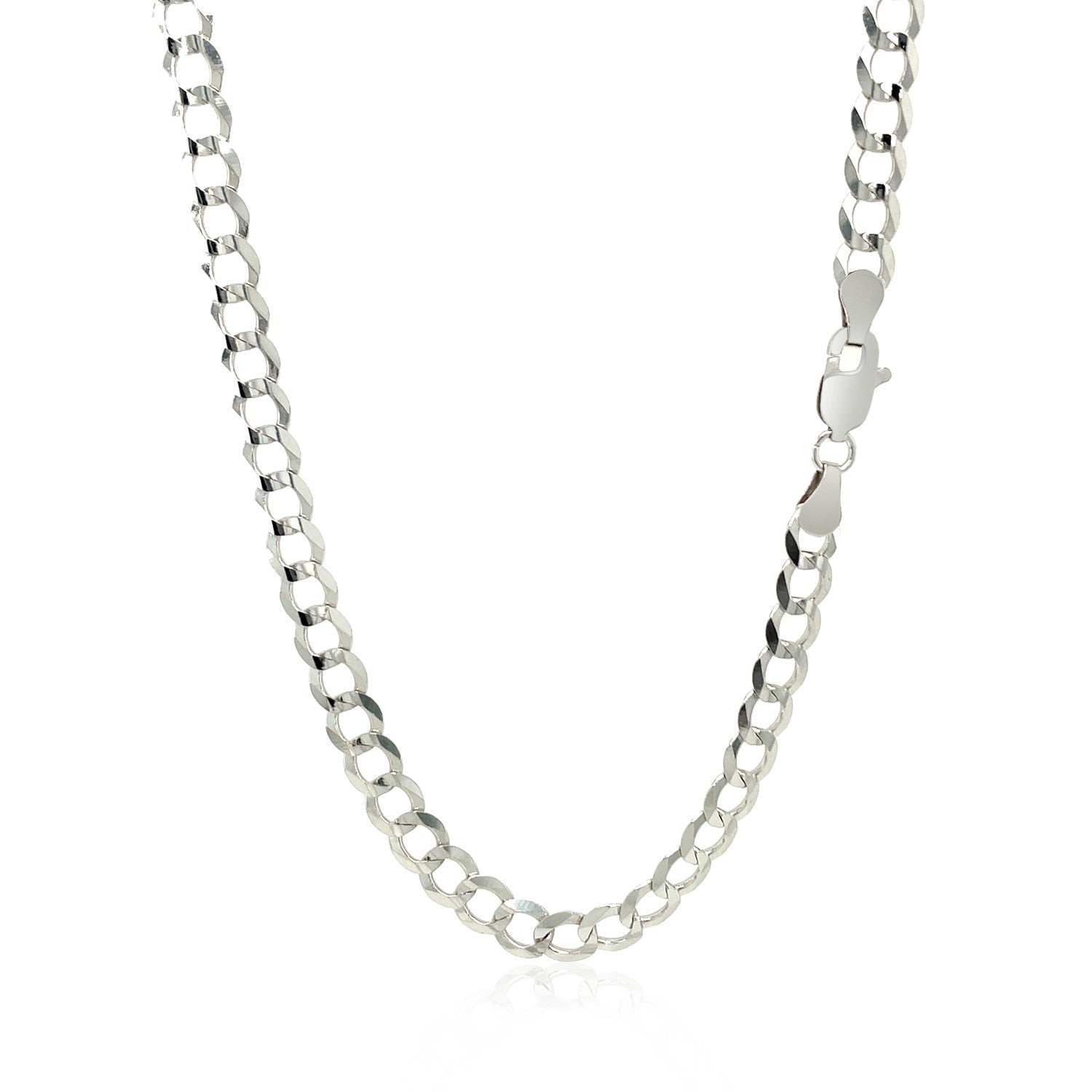 4.7mm 14k White Gold Solid Curb Chain