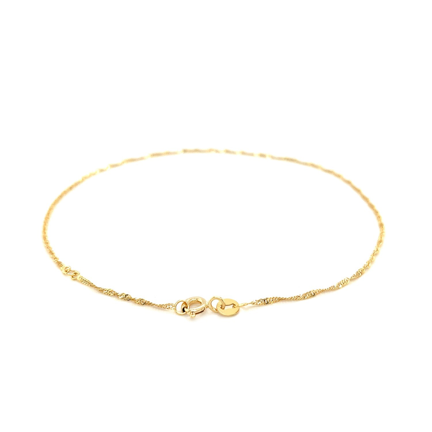 14k Yellow Gold Singapore Anklet 1.5mm