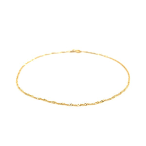 14k Yellow Gold Singapore Anklet 1.5mm